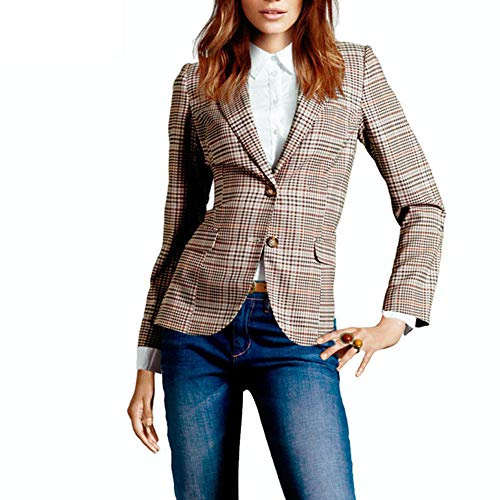 Blazer Scozzese Classico Britannico Abito da Gomito con Patch Moda Donna