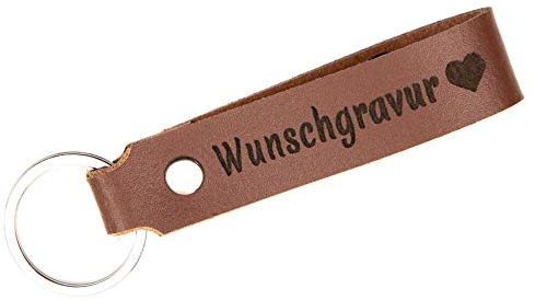 TIDERO Schlüsselanhänger Leder mit Wunschgravur, individuelle Gravur - personalisiert Schlüsselbund Namen Auto - Geschenk für Männer Frauen Jahrestag - 100% Handmade in Germany - braun
