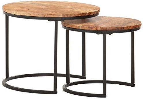 Festnight 2 STK.Satztische Couchtisch Beistelltisch Kaffeetisch Tischset Wohnzimmertisch Sofatisch Massivholz Akazie