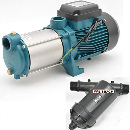 Gartenpumpe Wasserpumpe 3000 Watt / 230V INOX 11400 L/h 7bar + Vorfilter