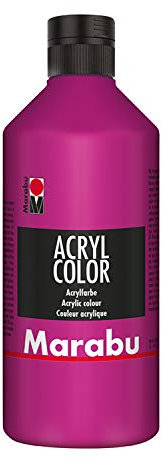 Marabu 12010075014 - Acryl Color magenta 500 ml, cremige Acrylfarbe auf Wasserbasis, schnell trocknend, lichtecht, wasserfest, zum Auftragen mit Pinsel und Schwamm auf Leinwand, Papier und Holz