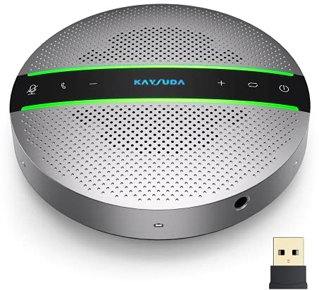 Kaysuda SP300 Haut-Parleur Bluetooth 360º Prise de Voix 6 Microphones AI Echo & Annulation de Bruit, Temps d'Appel 18H, Bluetooth 5.0/USB C/Dongle
