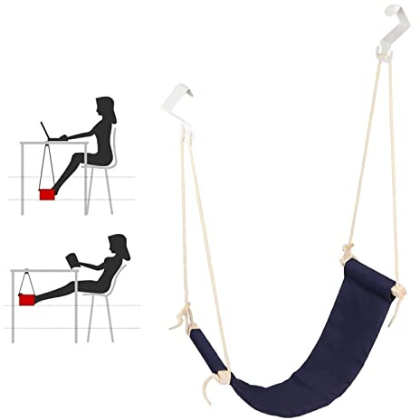 Hamac de pieds sous le bureau, repose-pieds réglable, respirant, réglable et portable pour bureau, maison (bleu)
