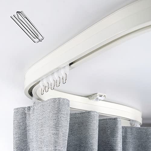 ZIMGOD Vorhangschiene Deckengardinenstange Weiß, Flexible Gardinenstange für Wohnzimmer/Erker/Loft, Gardinenstangen für Wandteiler - Einschließlich Haken (Size : 800cm/26.2ft)