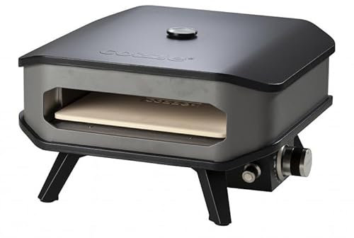 Ezooza COZZE Pizzaofen für Gas-Pizza, 33 cm (13 Zoll), mit Therm. Bis zu 400 °C, 34 x 34 cm, leicht zu transportieren mit Schamottstein
