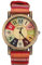 SPYMINNPOO Reloj con Diseño de Arcoíris, Estilo Bohemio Multicolor, Botón de Piel Sintética de Latón, Reloj Hippie para Mujer para Regalo de Cumpleaños (Rojo)