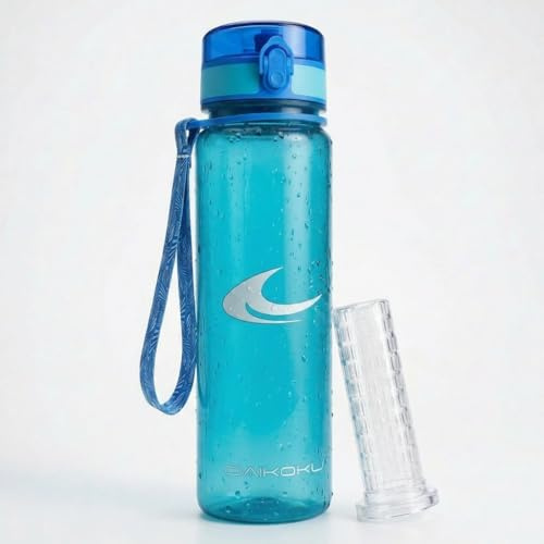 Daikoku Botella de Agua Deportiva Sin BPA | Water Bottle | Botella Gimnasio Senderismo Yoga Running | Con Infusor de Frutas | 1l | Azul