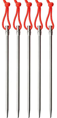 Titan-Zeltheringe, robuste, ultraleichte Camping-Zeltheringe, Bodenanker-Heringe, rostfreie Zeltheringe, für Ausflüge im Freien, Wandern, Gartenarbeit, großer Harter Boden, felsig (Silber, 5 Stüc