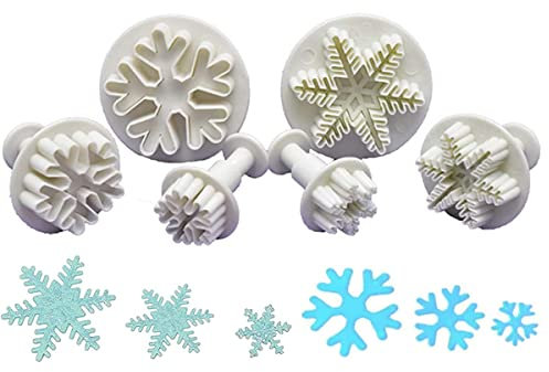 6 Pezzi Taglierine a Stantuffo di Fiocchi Neve Strumenti Stampini per Fondente Decorazione Della Torta Formine per il fai da te per Decorazione di Fondente per Torta e Natalizia