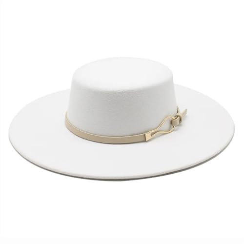 Hndudnff Unisex Fedora-Hut für alle Jahreszeiten, einfarbig, Hochzeitshut, weiß, One size