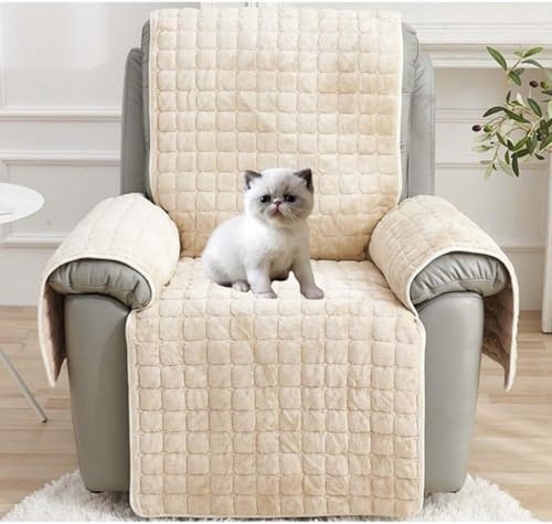 YSZBD Sesselschoner Sesselauflage Sesselbezug rutschfest ，Armlehnenschoner Fernsehsessel Bezug Relaxsessel BezüG FüR Zuhause Mit Kindern Und Haustieren Hund,beigewithoutpockets-1Sitz(53 * 190cm)