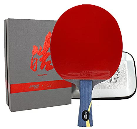 Raqueta de Ping Pong para Jugadores competitivos, Palas de Tenis de Mesa para Entrenadores, Expertos y Jugadores Senior/Blanco/Mango Largo