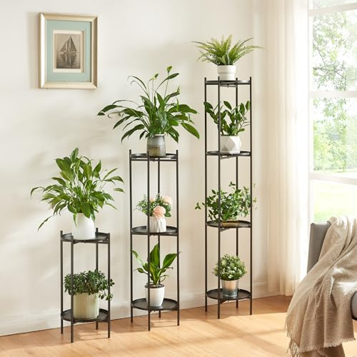 [en.casa] Pflanzenständer Tuusula 3er Set Blumentopfständer Blumensäule Blumentofphalter Pflanzenregal in 3 Größen Blumenständer Blumenhocker Metall Schwarz