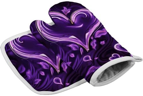 Gants de cuisine violets personnalisés résistants à la chaleur pour femme - Pour cuisine, barbecue, barbecue, Thanksgiving, pâtisserie