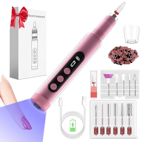 Boyuan Ponceuse Ongles Avec Lampe U V Professionnelle 18000 RPM, Lime Electrique Ongle Rechange Polissage Ongles Électrique, Outil De Polissage De Machine De Manucure Pédicure, Nail Drill
