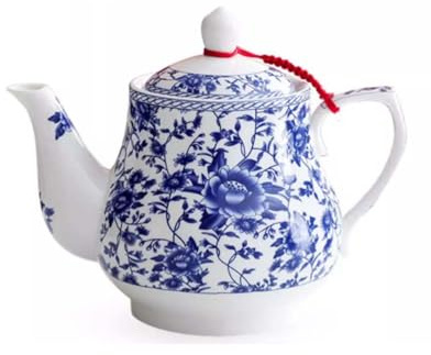 China Jingdezhen - Tetera de cerámica de porcelana azul y blanca pintada a mano, gran capacidad, tetera de flores, cafetera A12