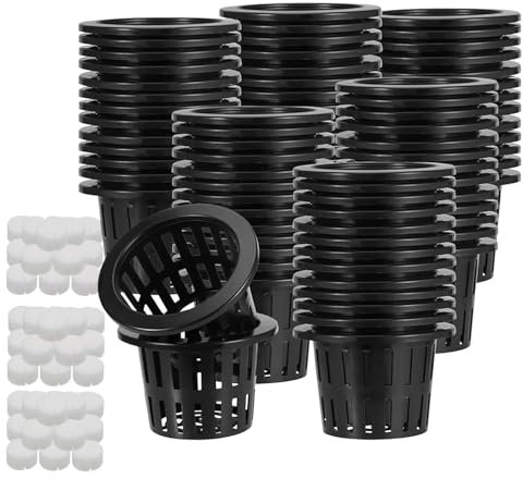 50 Stück Hydrokultur Netztöpfe, Pflanzen Töpfe, Hydrokultur Pflanzen Net Mesh Topf Pot Kunststoff Hydroponics Netztopf, Netztöpfe Hydroponik Net Pot Mit Schwämmen Für Hydroponics Supplies, Schwarz