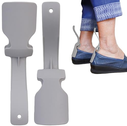 biped 2 paia di mini calzascarpe a clip – pratico aiuto per indossare le scarpe senza sforzo – flessibile, protegge calzature e calzini – per adulti, bambini e anziani z2928(grey)