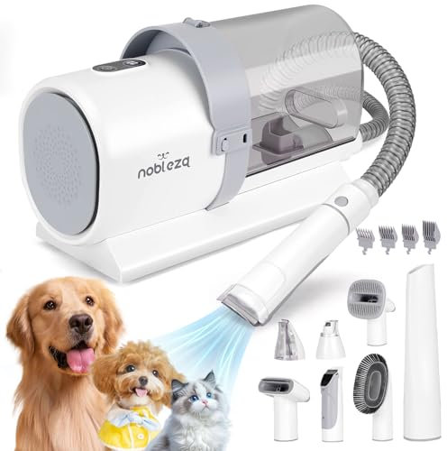 Nobleza Aspirapolvere per animali domestici da 2,5 l, tagliacapelli per cani con aspirapolvere per capelli, aspirazione potente, 12000 Pa, aspirapolvere multifunzione 7 in 1 per la cura degli animali