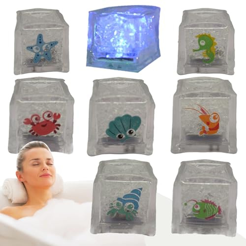 de baño Luminosos, Luminosos para la bañera de los niños | LED Glow Cubes Multicolor | de baño Luminosos con diseño Marino para cumpleaños, Vacaciones, Celebraciones, Fiestas
