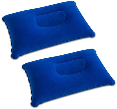 MOAZIFI 2 Stück Aufblasbares Kissen, Strandkissen Camping Reisen Urlaub Must Haves - Ultraportable Komfortkissen mit Weicher Beflockung für Strand Freizeit Camping Reisen Auto Hotel - 38 x 24 cm