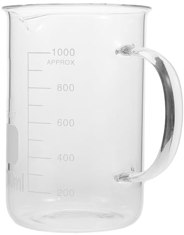 WEKADRIN Vaso Medidor de Vidrio con Asa y Boquilla para Vertido Preciso Capacidad Uso Cocina y Química