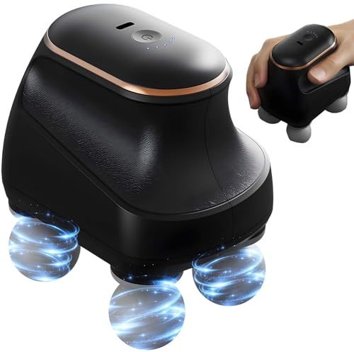 Masseur électrique à percussion à 4 têtes pour la relaxation musculaire – 5 niveaux réglables, appareil de massage par vibration rechargeable pour cou, dos, épaules, jambes (noir)