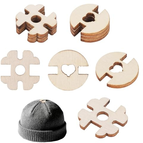 60 Stück Bommel Knöpfe für Mützen, 2 Styles Pelz Bommel Knöpfe Handgemachte Holz Nähen Kleidung Zubehör für Strickmützen Häkelmützen DIY Basteldekoration