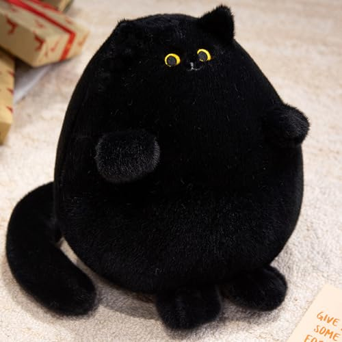 Xiyocadt 30cm Katze Plüschtier Niedlich Fat Cat Plush Stofftier Spielzeug-Kissen Stützen für Junge Mädchen Kinder (Schwarz)
