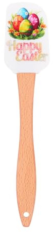 DOITOOL Espátula de Silicona para Pasteles con Mango de Madera, Diseño Festivo de Pascua, Multifuncional para Esparcir Crema y Mantequilla, Herramienta de Cocina Reutilizable
