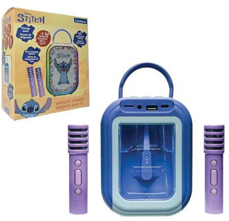 Lexibook, Stitch, Bluetooth-Karaoke-Maschine, blau, BTC030DLXB | 2 kabellose Mikros, Akku, tragbares Design, blau