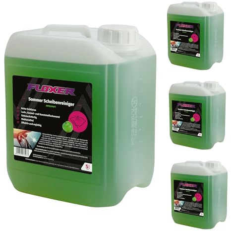 Sommer Scheibenreiniger Fertiggemisch Apfel 20L (4x 5L) | Scheibenwaschwasser mit Insektenlöser | Floxer Reinigungskonzentrat für Scheibenwaschanlage | Klare Sicht & Frischer Duft (4x5L)