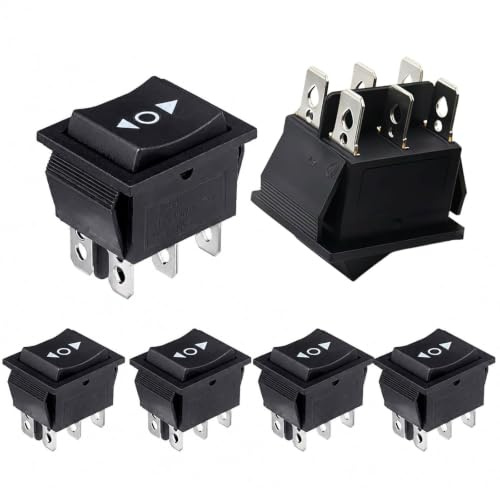 AmiCera 6 Stück Wippschalter, 6-polig 3 Positionen Kippschalter EIN/AUS/EIN | 16A 250V AC 20A 125V AC Einbauschalter für Auto, LKW, Boot, Wohnmobil, Caravan, Maschinen und DIY Schwarz