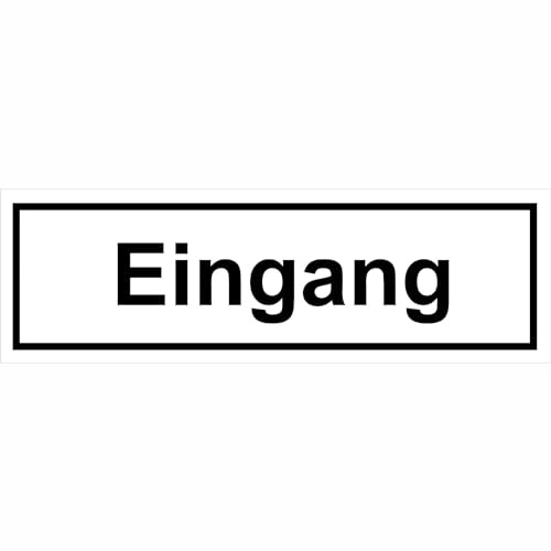 Indigos UG Aufkleber Eingang - 40,00 cm x 14,00 cm - selbstklebender Sicherheits Aufkleber für Tür oder Wand - Warnschild für Gebäude, Hotel, Büro, Firma, Haus, Praxis