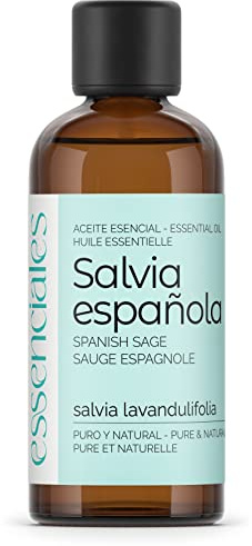 ESSENCIALES Aceite Esencial de Salvia española 100 ml – 100% Puro y Natural – Aroma Herbal Intenso – Ideal para Difusor y Aromaterapia