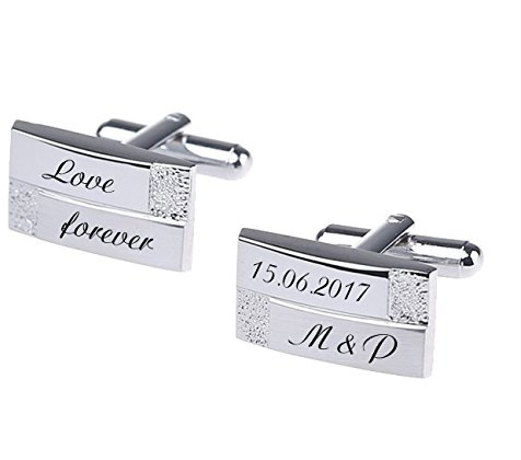 aplusashop ID Manschettenknöpfe mit Gravur nach Wunsch Edelstahl, Hochzeit, Business NEU 011