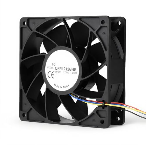 Richer-R Antminer Lüfter, DC 12V 2.7A 6000RPM Lüfter Ersatz 4 Pin Stecker Kühlung Gehäuselüfter für Antminer S7 S9 Schwarz