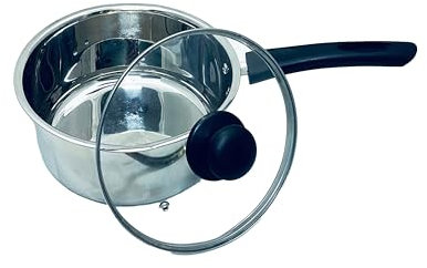 Penguin Home Saucepan 20cm, 2.5 Litre Stainless Steel Sauce Pot with Glass Lid & Phenolic Handle/Induction Safe Milkpot with Double Pouring Lips/Dishwasher Safe