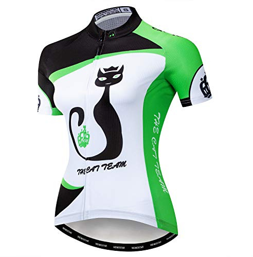 Womens Cycling Jersey Short Sleeve Cycle Racing Shirt Shorts Bicycle Bike Girl Sportwear Clothing Cat XL