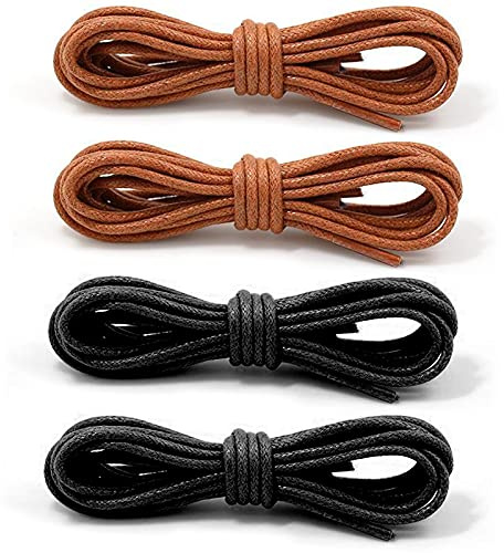 LEBQ 3 par runda svarta skosnören och 3 par tunna bruna skosnören vaxade med 2,5 mm bredd och 80 cm längd för män och kvinnor klänningsskor läder av LEBQ, Svart, 12 Count (Pack of 1)