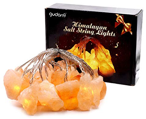 Himalayan Salt String Lights,USB Fairy Lights ,Natural Pink Himalayan Salt Crystal Rock Bedroom and Home Decorations Salt lamp Fairy Night Light Quality Gift for Kids, Parents, Friends （20 Lights)