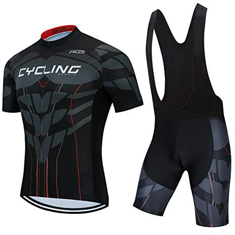 PSPORT Herren Radtrikot Set, Sommer Jungen Trägerhose Anzüge Mountainbike Radfahren Kleidung Set Radfahren Reiten Trikots Atmungsaktiv
