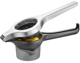 GEFU Zitruspresse LEMON PRO – Edelstahl Handpresse mit Umkehrprinzip | Für Zitronen, Orangen, Limetten | Mit Auffangbehälter | Ergonomisch
