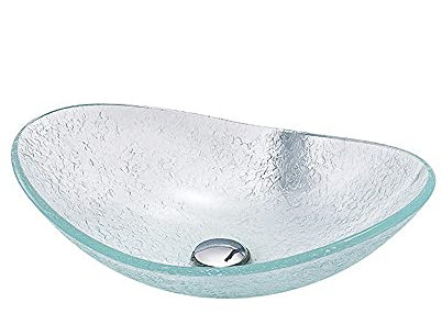 ALYHYB Oval Badezimmer Klarglas Waschbecken mit Wasserfall Chromwasserhahn & Pop-up Drain Combo Waschgefäß Modern Einfachheit (Größe : 4-Piece Set)