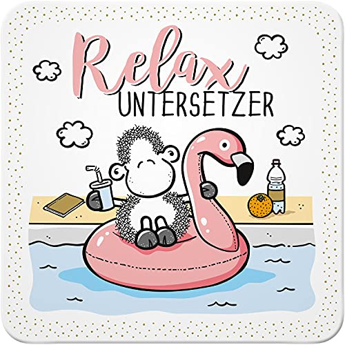 Sheepworld 47456 Relaxed, Kork, Untersetzer, Mehrfarbig 9,5 cm x 9,5 cm