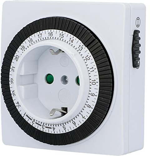 UNITEC Timer giornaliero meccanico per interni IP20 attraente forma quadrata analogica bianca 15 minuti di distanza regolabile