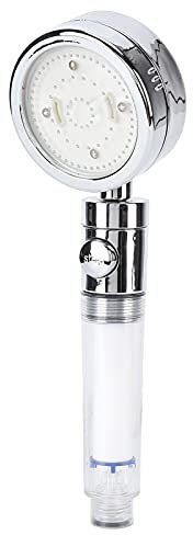 Rociador de ducha, cabezal de ducha LED con interruptor de elemento filtrante Rociador de ducha de control de temperatura para baño(Flash de colores)