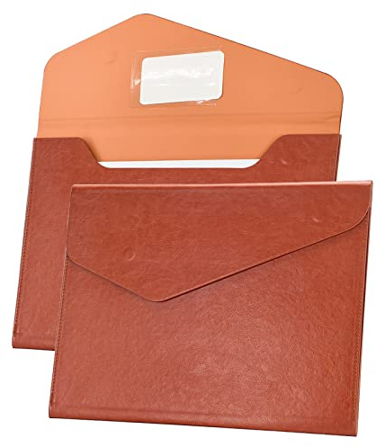 VANRA 1 carpeta de archivos de piel sintética expandible para documentos, funda de archivo, sobre para papel tamaño carta A4 con cierre magnético invisible, color marrón