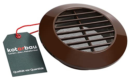 KOTARBAU® - Griglia di ventilazione tonda ⌀100 mm con flangia marrone, protezione contro gli insetti, griglia a lamelle, griglia di ventilazione, raccordo per tubi, griglia di scarico, griglia di