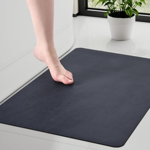 KAZOLEN rutschfeste Badematte Super Absorbierende Badezimmerteppich: dünn 43 x 70 cm Waschbar schnelltrocknende Badvorleger Duschvorleger für Dusche, Badewannen und Badezimmer, Toilette, Navyblau